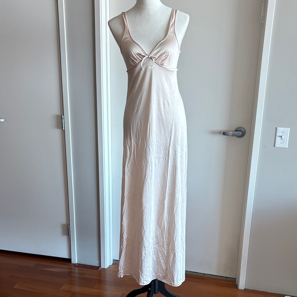 Vintage John Kloss for Circa Pink Satin Bias Cut Slip Nightgown Lingerie Dress M